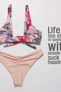 Y2K Aesthetic Cactus Print Contrast Knot Bikini Set