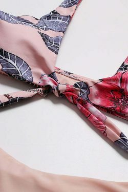 Y2K Aesthetic Cactus Print Contrast Knot Bikini Set