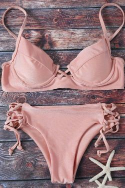 Y2K Aesthetic Cami Lace Up Bikini for Coquette and Grunge Style Fashionistas