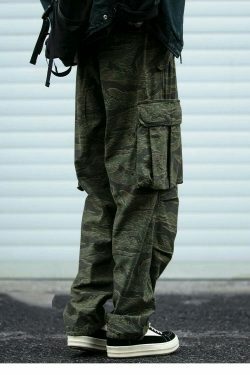 Y2K Aesthetic Camo Cargo Pants: Coquette Style Grunge Fashion for Women
