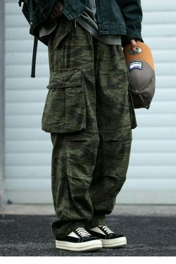 Y2K Aesthetic Camo Cargo Pants: Coquette Style Grunge Fashion for Women