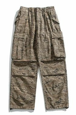 Y2K Aesthetic Camo Cargo Pants: Coquette Style Grunge Fashion for Women
