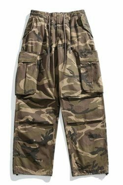Y2K Aesthetic Camo Cargo Pants: Coquette Style Grunge Fashion for Women