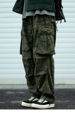Y2K Aesthetic Camo Cargo Pants: Coquette Style Grunge Fashion for Women