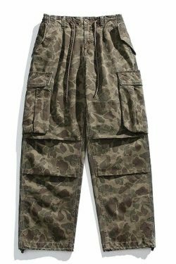 Y2K Aesthetic Camo Cargo Pants: Coquette Style Grunge Fashion for Women