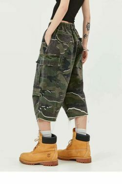 Y2K Aesthetic Camo Cargo Shorts for Women - Coquette Style Grunge Outfit with Old Money Vibes