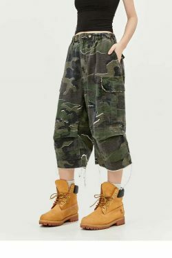 Y2K Aesthetic Camo Cargo Shorts for Women - Coquette Style Grunge Outfit with Old Money Vibes