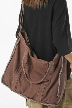 Y2K Aesthetic Canvas Burr Crossbody Bag with Large Capacity