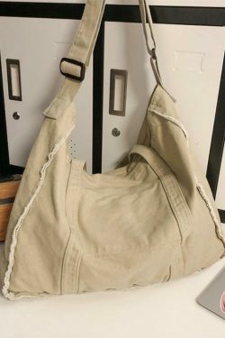 Y2K Aesthetic Canvas Burr Crossbody Bag with Large Capacity