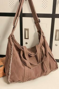 Y2K Aesthetic Canvas Burr Crossbody Bag with Large Capacity