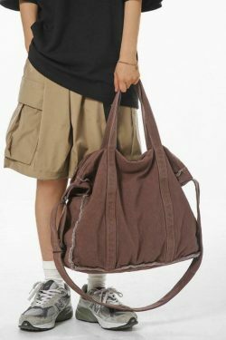 Y2K Aesthetic Canvas Burr Crossbody Bag with Large Capacity