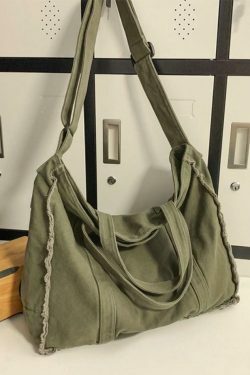 Y2K Aesthetic Canvas Burr Crossbody Bag with Large Capacity