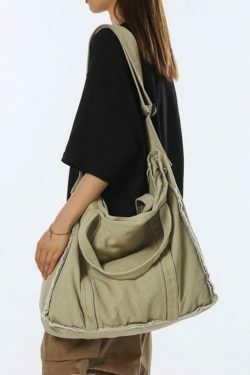 Y2K Aesthetic Canvas Burr Crossbody Bag with Large Capacity