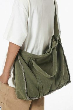 Y2K Aesthetic Canvas Burr Crossbody Bag with Large Capacity