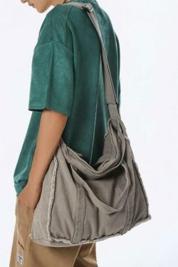 Y2K Aesthetic Canvas Burr Crossbody Bag with Large Capacity