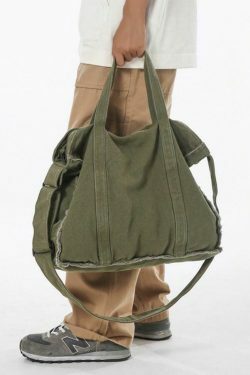 Y2K Aesthetic Canvas Burr Crossbody Bag with Large Capacity