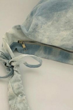 Y2K Aesthetic Canvas Dumpling Crossbody Bag with Pleated Strap