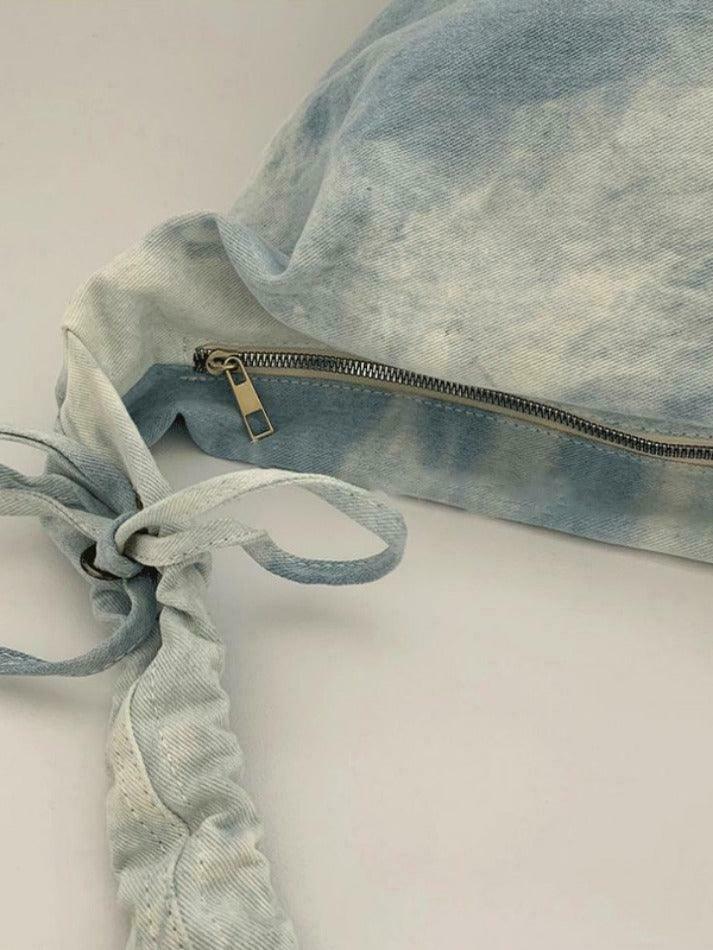 Y2K Aesthetic Canvas Dumpling Crossbody Bag with Pleated Strap Y2K Aesthetic Canvas Dumpling Crossbody Bag with Pleated Strap