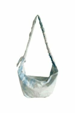 Y2K Aesthetic Canvas Dumpling Crossbody Bag with Pleated Strap