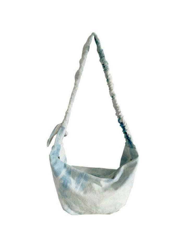 Y2K Aesthetic Canvas Dumpling Crossbody Bag with Pleated Strap Y2K Aesthetic Canvas Dumpling Crossbody Bag with Pleated Strap