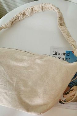 Y2K Aesthetic Canvas Dumpling Crossbody Bag with Pleated Strap