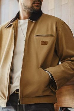 Y2K Aesthetic Canvas Workwear Jacket for Women - Coquette Grunge Fashion