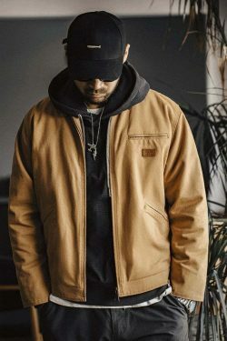 Y2K Aesthetic Canvas Workwear Jacket for Women - Coquette Grunge Fashion