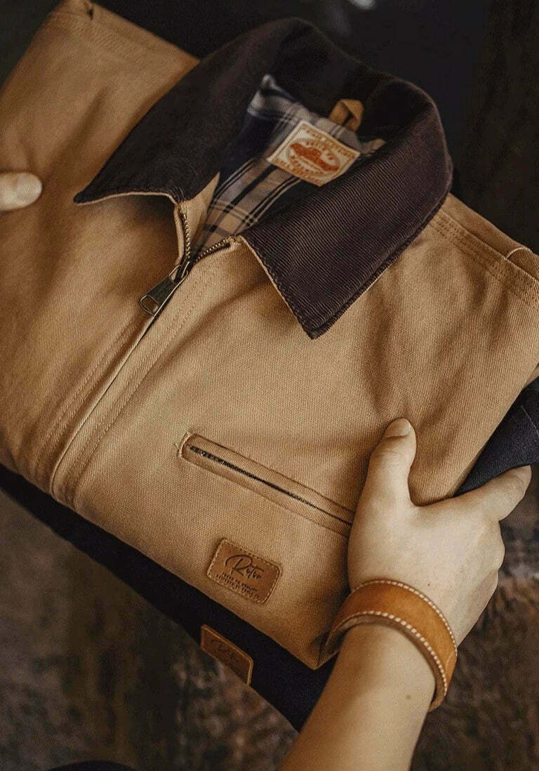 Y2K Aesthetic Canvas Workwear Jacket for Women - Coquette Grunge Fashion Y2K Aesthetic Canvas Workwear Jacket for Women - Coquette Grunge Fashion