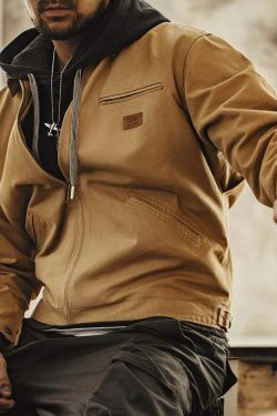 Y2K Aesthetic Canvas Workwear Jacket for Women - Coquette Grunge Fashion