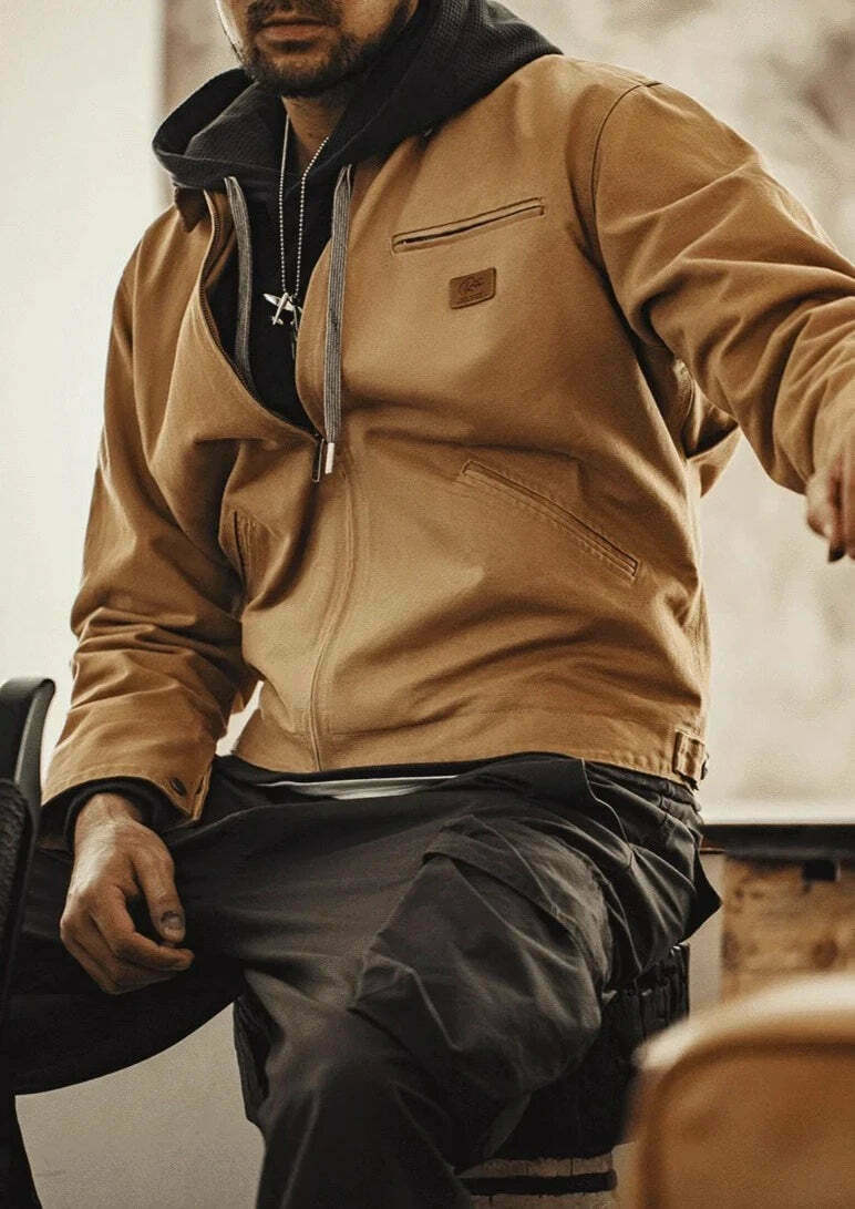 Y2K Aesthetic Canvas Workwear Jacket for Women - Coquette Grunge Fashion Y2K Aesthetic Canvas Workwear Jacket for Women - Coquette Grunge Fashion