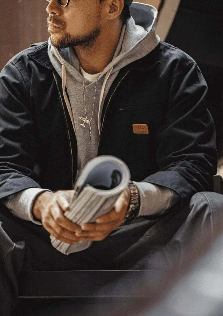 Y2K Aesthetic Canvas Workwear Jacket for Women - Coquette Grunge Fashion Y2K Aesthetic Canvas Workwear Jacket for Women - Coquette Grunge Fashion