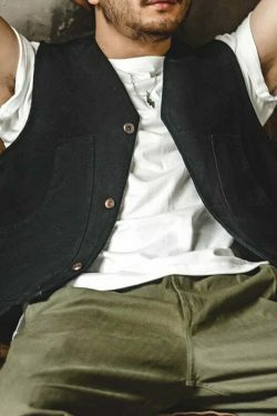 Y2K Aesthetic Canvas Workwear Vest - Coquette Grunge Fashion with Pastel Goth Vibes