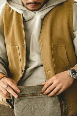 Y2K Aesthetic Canvas Workwear Vest - Coquette Grunge Fashion with Pastel Goth Vibes