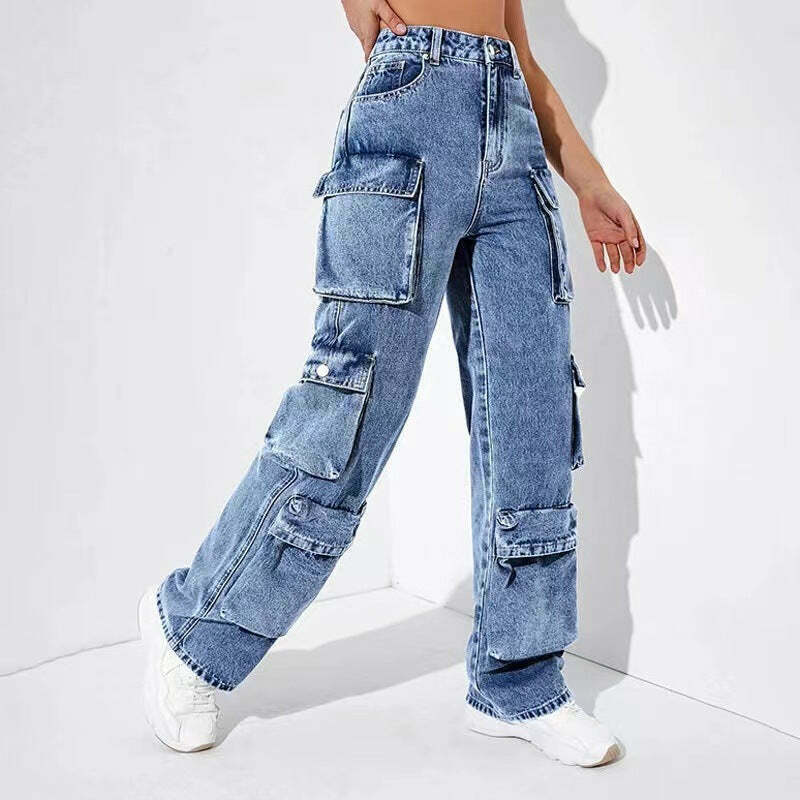 Y2K Aesthetic Cargo Denim Jeans - Coquette Grunge Fashion & Pastel Goth Vibes Y2K Aesthetic Cargo Denim Jeans - Coquette Grunge Fashion & Pastel Goth Vibes