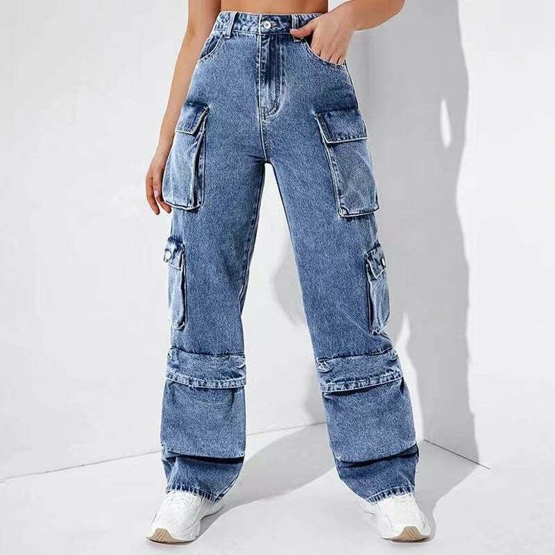 Y2K Aesthetic Cargo Denim Jeans - Coquette Grunge Fashion & Pastel Goth Vibes Y2K Aesthetic Cargo Denim Jeans - Coquette Grunge Fashion & Pastel Goth Vibes