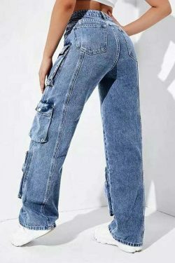 Y2K Aesthetic Cargo Denim Jeans - Coquette Grunge Fashion & Pastel Goth Vibes