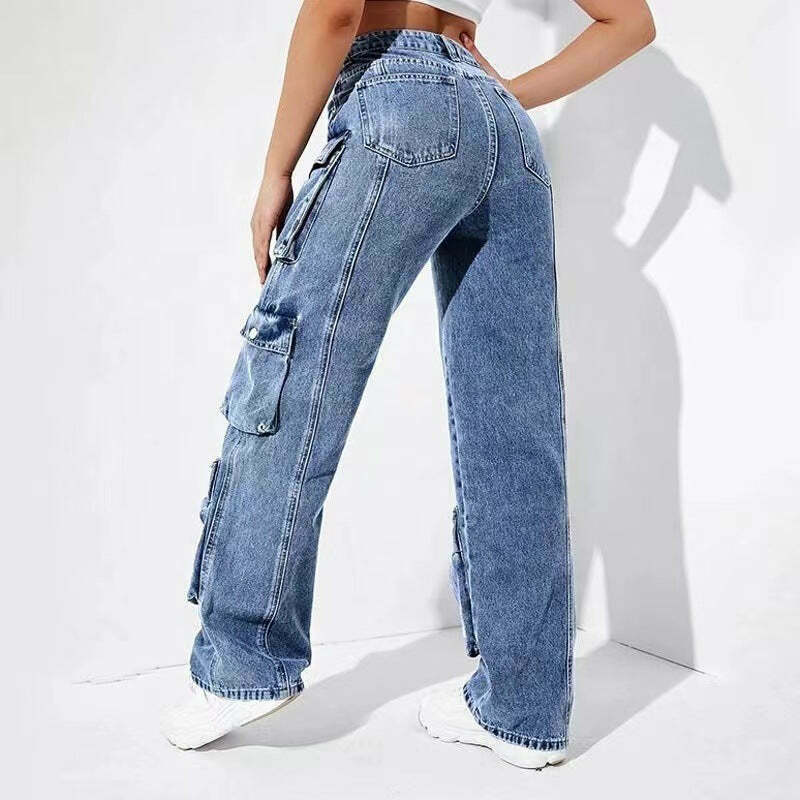 Y2K Aesthetic Cargo Denim Jeans - Coquette Grunge Fashion & Pastel Goth Vibes Y2K Aesthetic Cargo Denim Jeans - Coquette Grunge Fashion & Pastel Goth Vibes
