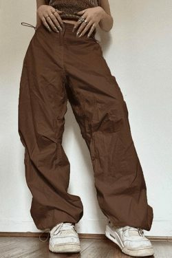 Y2K Aesthetic Cargo Pants for Women - Coquette Grunge Pastel Goth Style