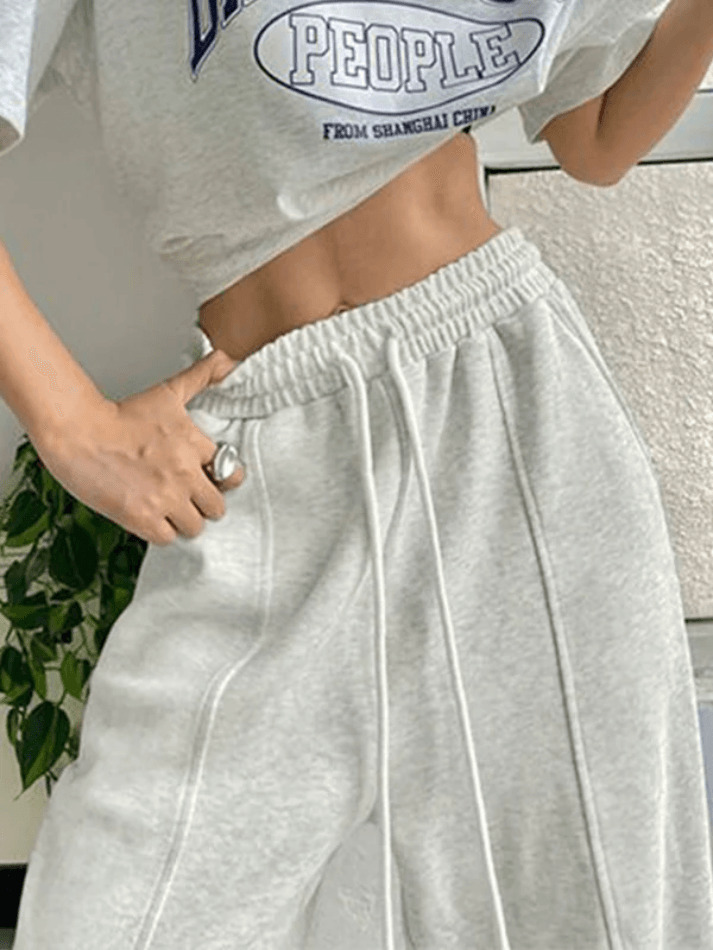Y2K Aesthetic Cargo Skirt - Coquette Style Grunge Outfit with Street Solid Color Sweatpants