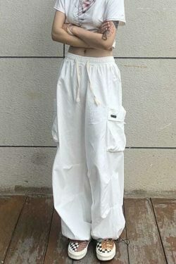 Y2K Aesthetic Cargo Skirt: Coquette Style Grunge Fashion - Drawstring Cargo Joggers