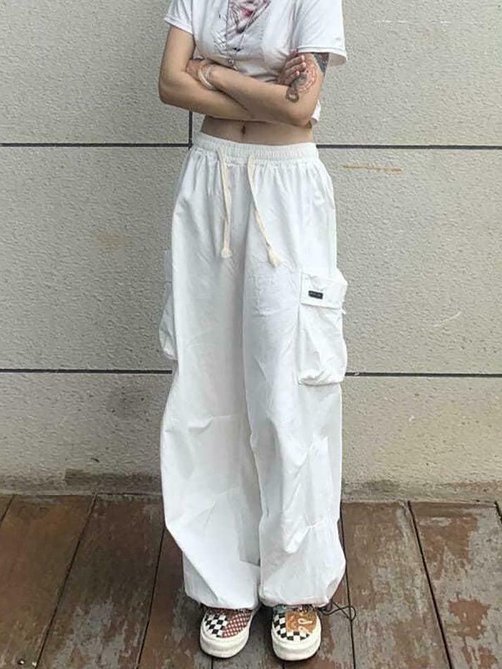 Y2K Aesthetic Cargo Skirt: Coquette Style Grunge Fashion - Drawstring Cargo Joggers Y2K Aesthetic Cargo Skirt: Coquette Style Grunge Fashion - Drawstring Cargo Joggers