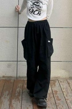 Y2K Aesthetic Cargo Skirt: Coquette Style Grunge Fashion - Drawstring Cargo Joggers