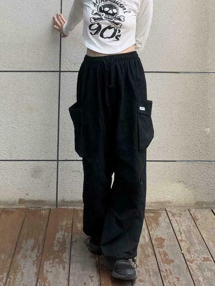 Y2K Aesthetic Cargo Skirt: Coquette Style Grunge Fashion - Drawstring Cargo Joggers Y2K Aesthetic Cargo Skirt: Coquette Style Grunge Fashion - Drawstring Cargo Joggers