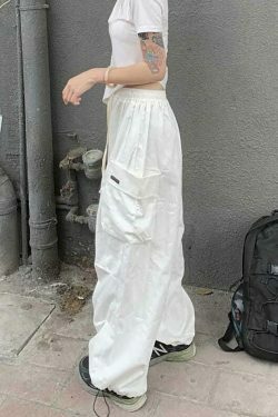 Y2K Aesthetic Cargo Skirt: Coquette Style Grunge Fashion - Drawstring Cargo Joggers