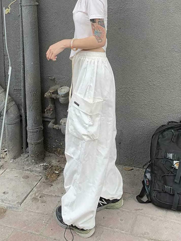 Y2K Aesthetic Cargo Skirt: Coquette Style Grunge Fashion - Drawstring Cargo Joggers Y2K Aesthetic Cargo Skirt: Coquette Style Grunge Fashion - Drawstring Cargo Joggers