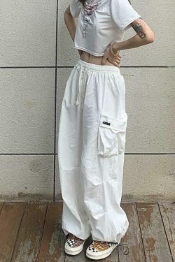 Y2K Aesthetic Cargo Skirt: Coquette Style Grunge Fashion - Drawstring Cargo Joggers