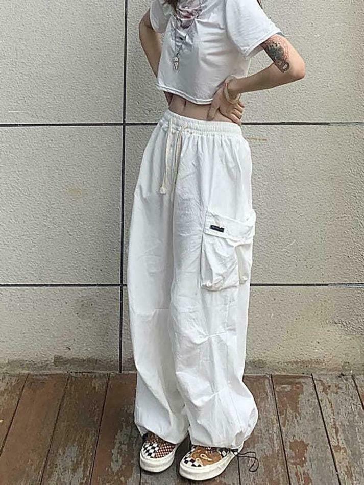 Y2K Aesthetic Cargo Skirt: Coquette Style Grunge Fashion - Drawstring Cargo Joggers Y2K Aesthetic Cargo Skirt: Coquette Style Grunge Fashion - Drawstring Cargo Joggers