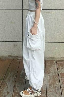 Y2K Aesthetic Cargo Skirt: Coquette Style Grunge Fashion - Drawstring Cargo Joggers