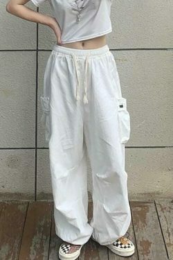 Y2K Aesthetic Cargo Skirt: Coquette Style Grunge Fashion - Drawstring Cargo Joggers