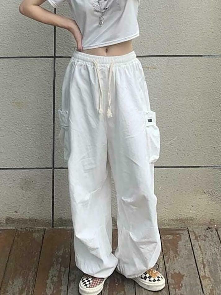 Y2K Aesthetic Cargo Skirt: Coquette Style Grunge Fashion - Drawstring Cargo Joggers Y2K Aesthetic Cargo Skirt: Coquette Style Grunge Fashion - Drawstring Cargo Joggers